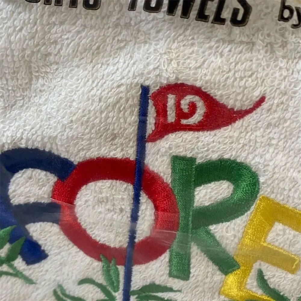 Set of 2 Vintage FORE Golf Sports Towels by BJ Designs Ltd Multicolor Retro